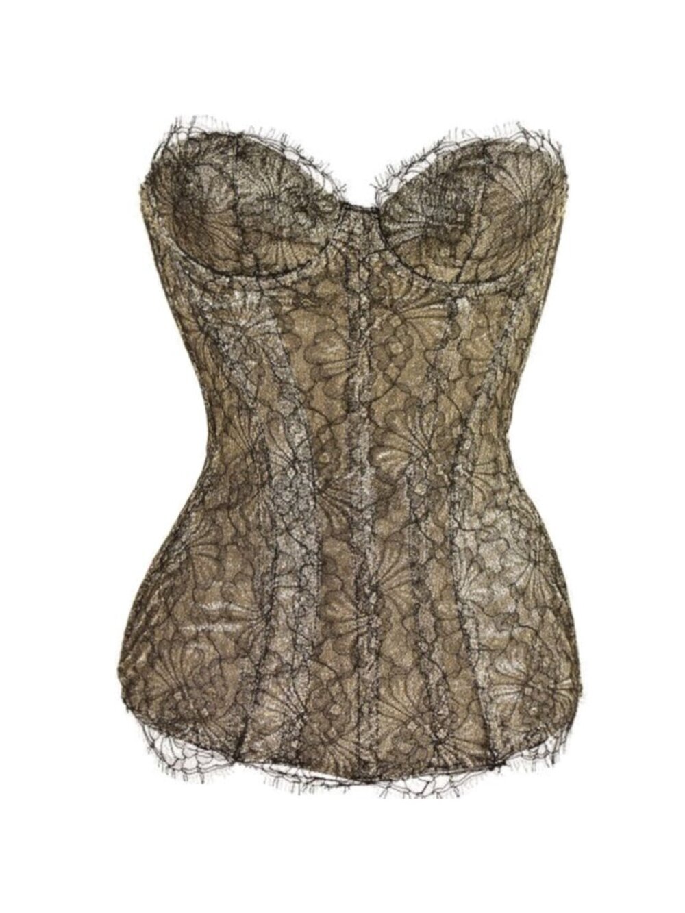 NWT Agent Provocateur Shina Fione Corset Black Lace Metallic Gold Lingerie AP 3